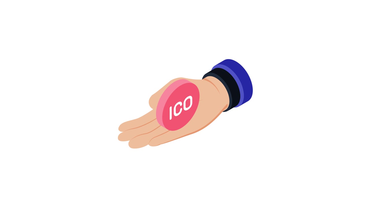 Mano Animata che Tiene una Moneta ICO