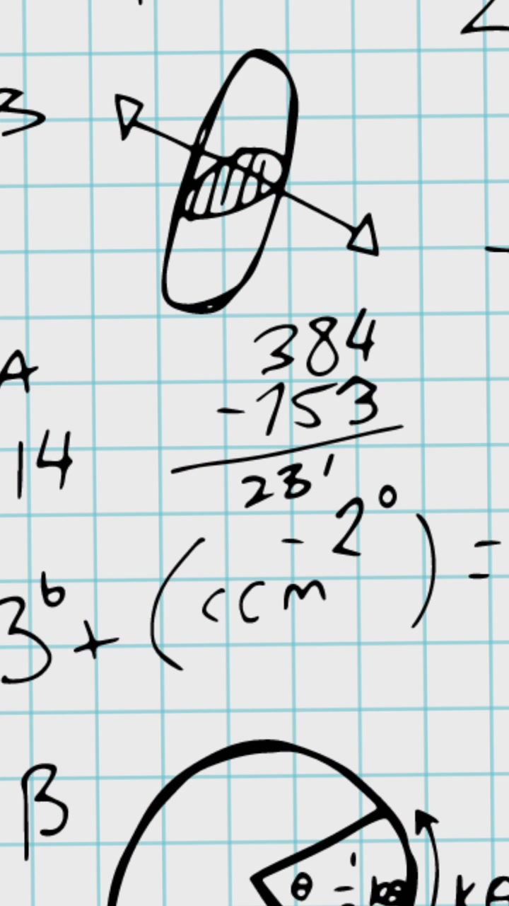 Animation of mathematical equations on white background