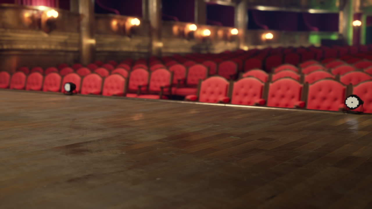 Historic opera house interior with ornate design and red velvet seating