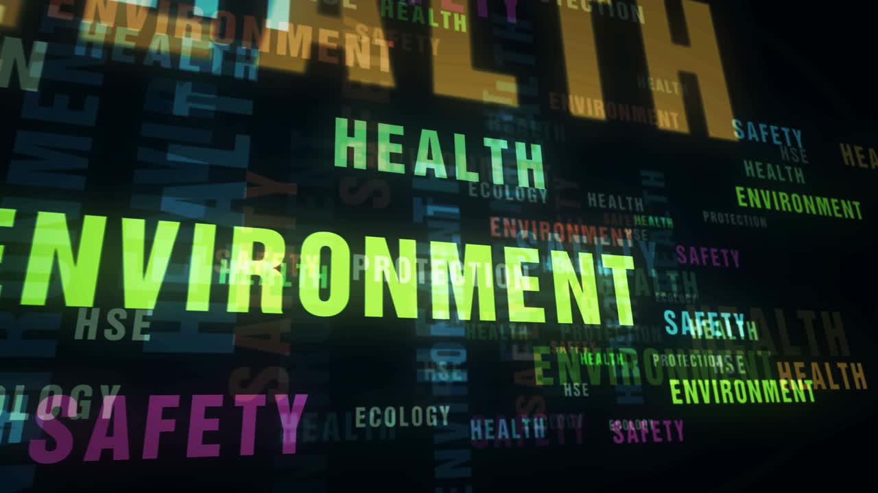 Health safety and environment text loop abstract concept
