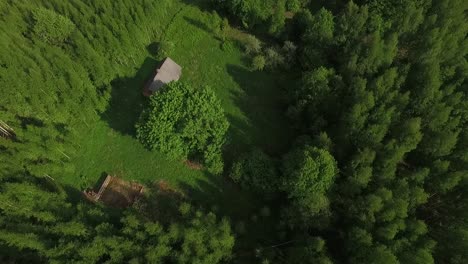 Country-side-panoramic-landscape-in-summer-time-from-above-and-ground-with-hay-rolls-and-roads