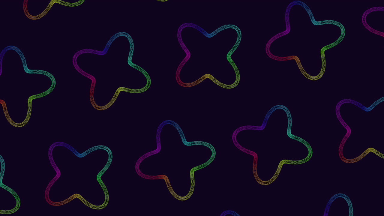 Vibrant rainbow stars form a connected geometric pattern on a black background, creating a dynamic and visually striking design with bright, eye-catching colors