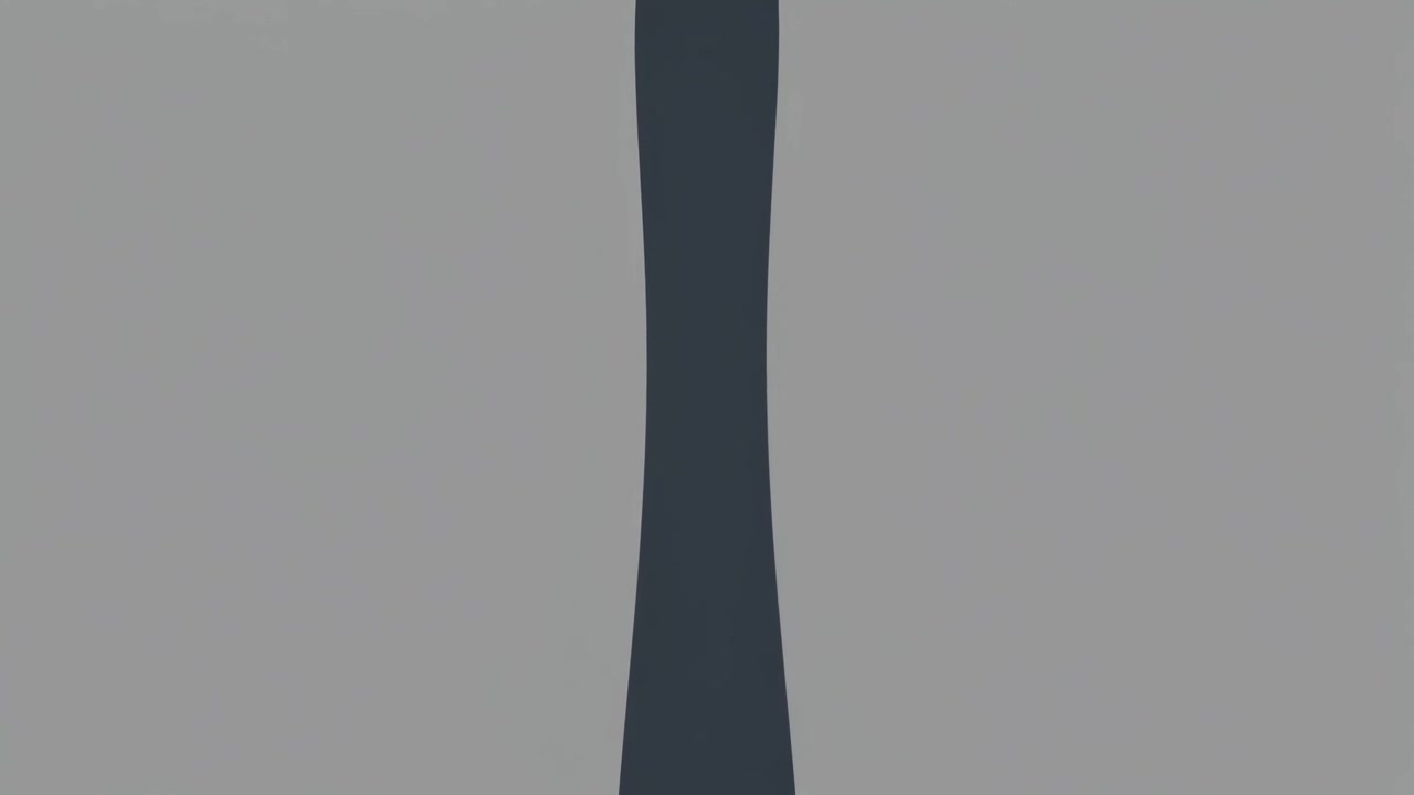 Abstract Dark Shape Expanding Vertically on a Grey Background