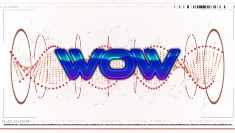 animation of wow text over red spinning dna strand