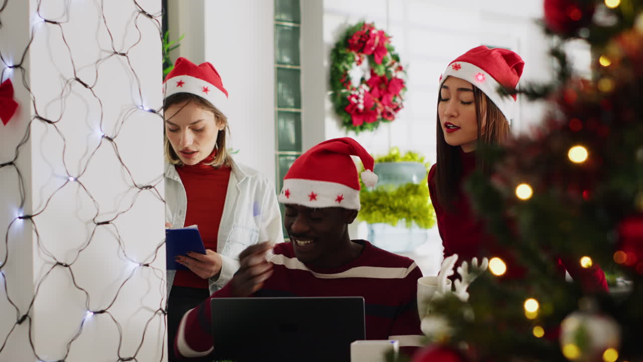 Team Celebrating Christmas in the Office