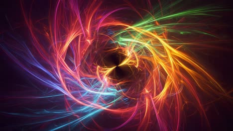 a vibrant showcase of dynamic energy: swirling patterns of color and light intertwined in an abstract artwork creating captivating visual depth and motion.