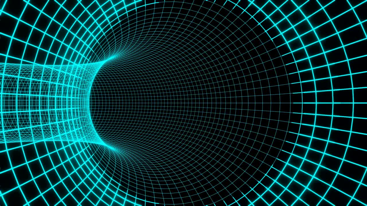 Blue futuristic digital technologic tunnel Black hole animation 3d rendering
