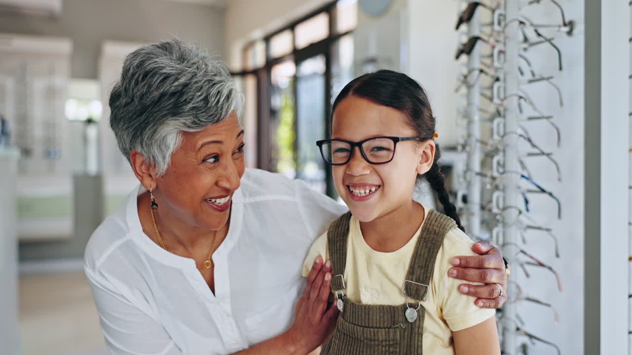 Woman, girl and happy for eyeglasses