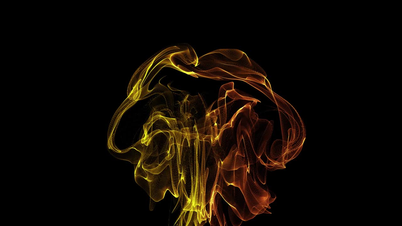 абстрактные петлевые оранжевые волнистые точки текстуры с светящимися расфокусированными частицами на черном фоне, взрывающееся пламя