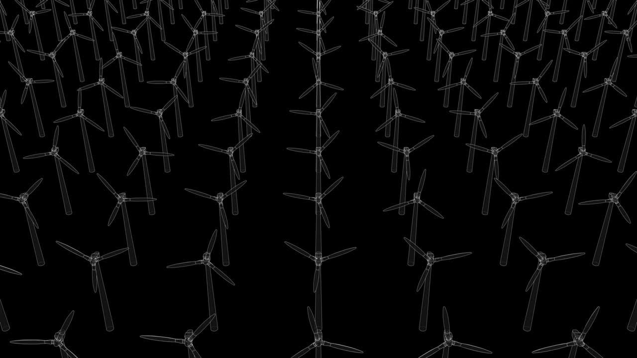 Electric wind turbines. 4k seamless loop