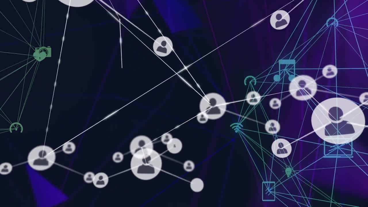 animación de la red de conexiones sobre fondo negro