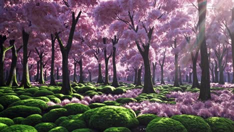 magical pink cherry blossom forest