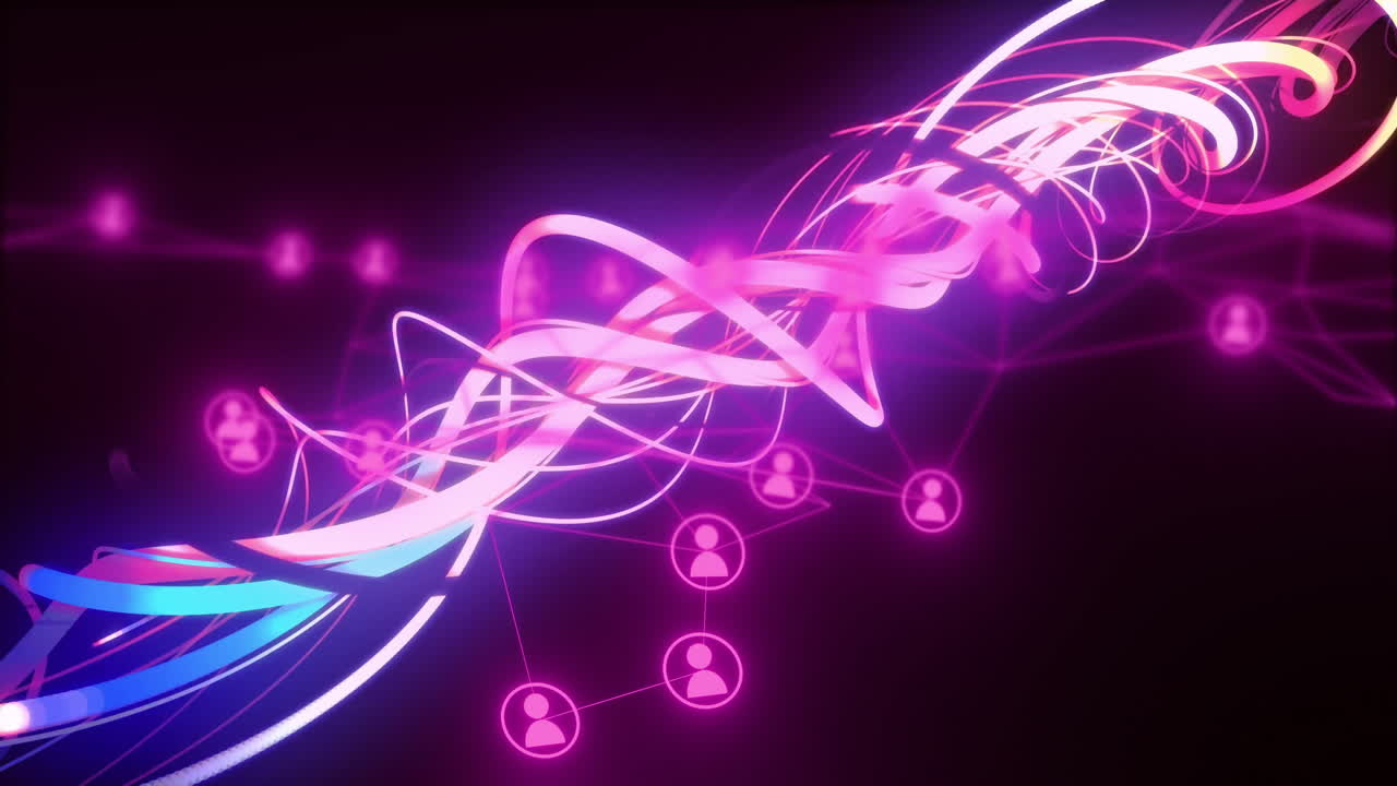 Animation of neon trails over media icons