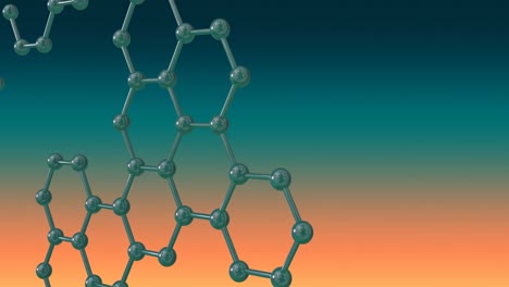 animation of 3d micro of molecules on green and orange background