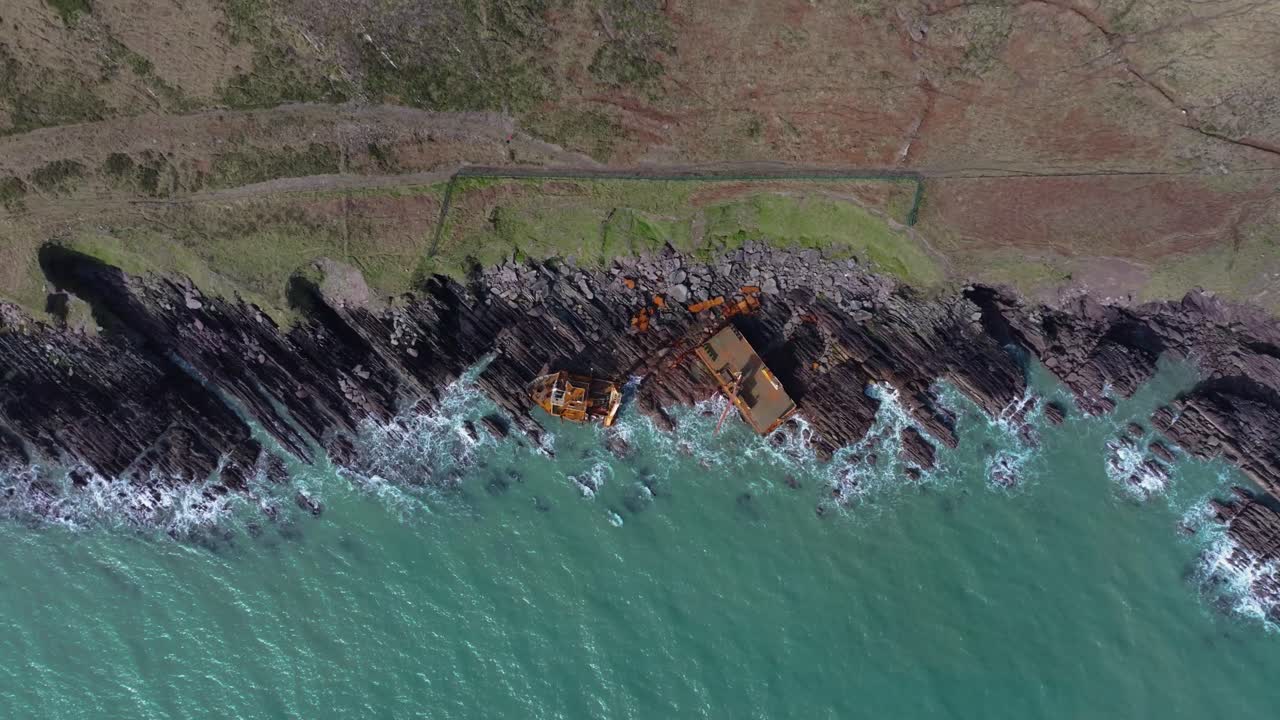 4K Cinematic drone footage of the mysterious Ghost Ship MV Alta stranded along the Cork coastline. Co.Cork - Ireland_23