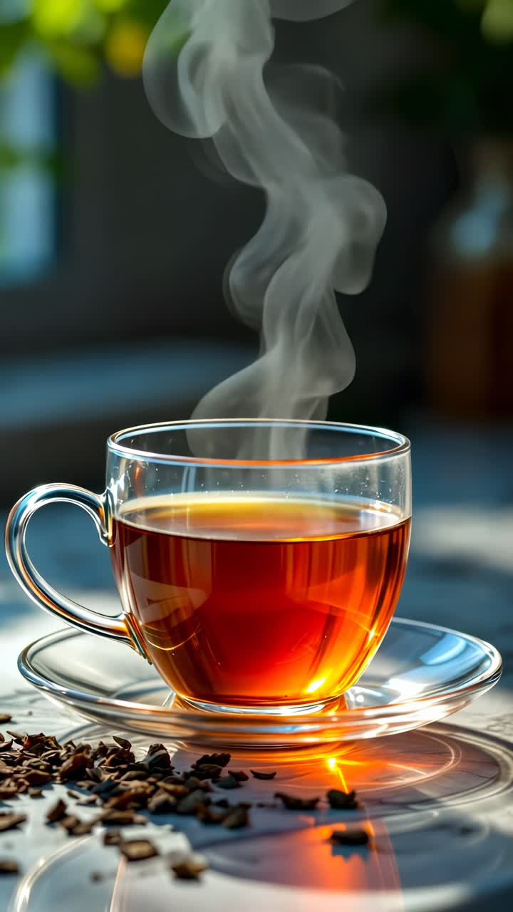 una taza humeante de té caliente