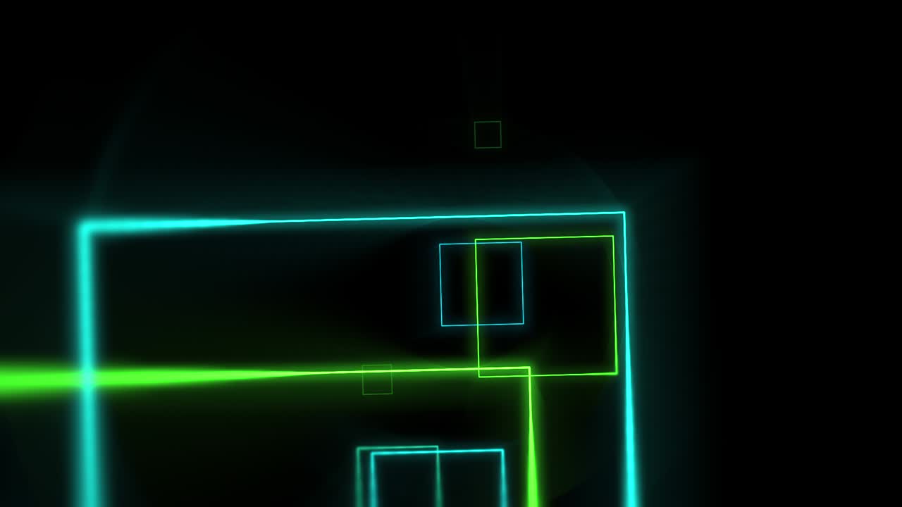 Neon colorful squares in space