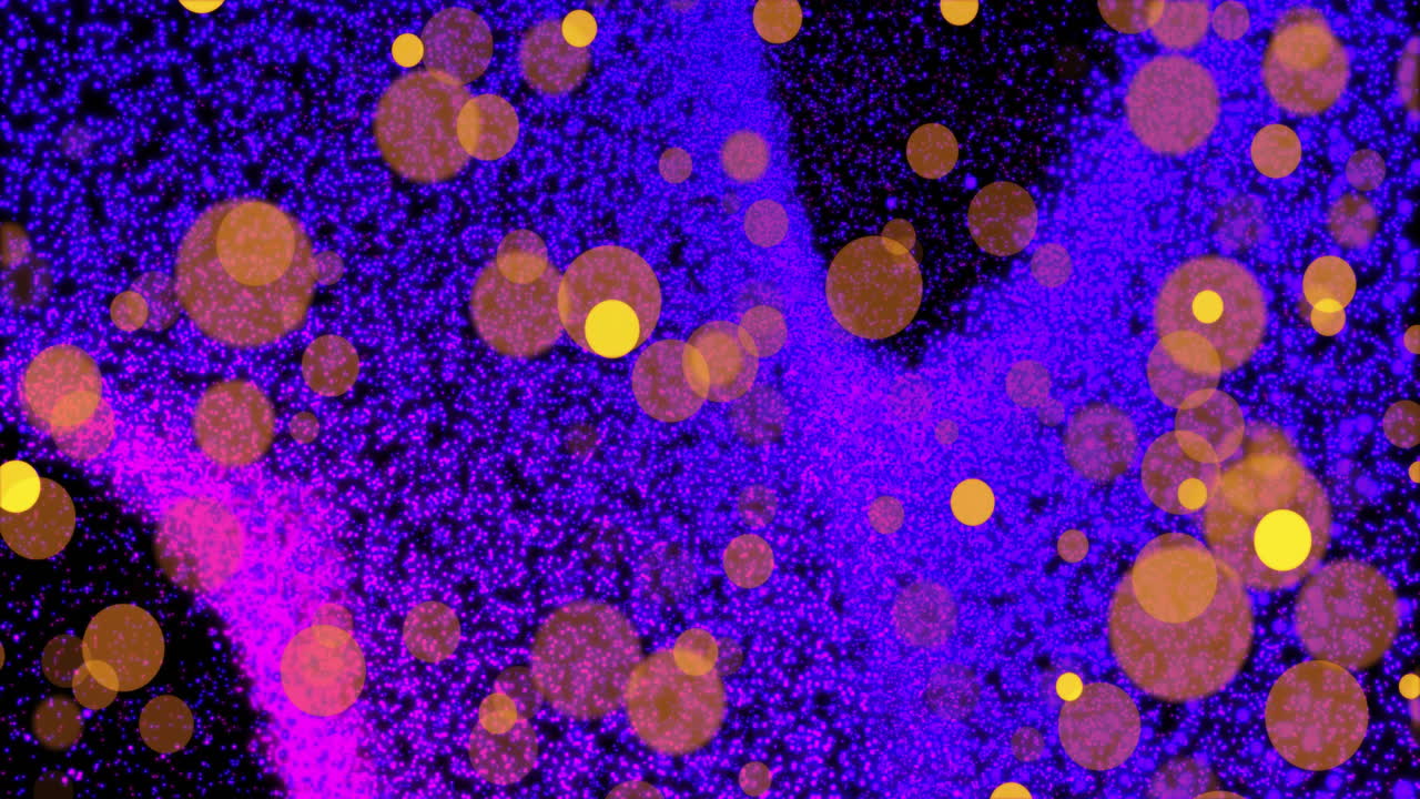 partículas coloridas y círculos brillantes animación sobre fondo oscuro