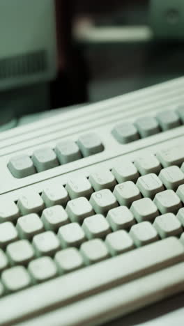 close-up of a vintage white computer keyboard