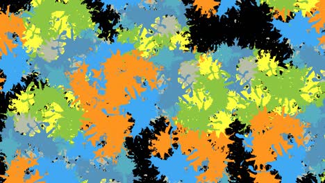 animación de salpicaduras multicolores de pintura sobre un fondo negro