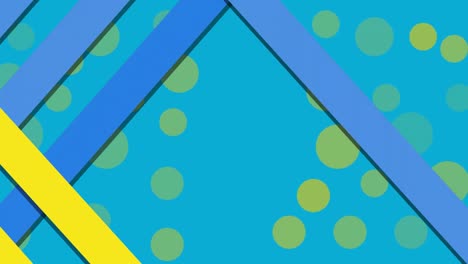 animation of blue and yellow stripes over blue background with dots