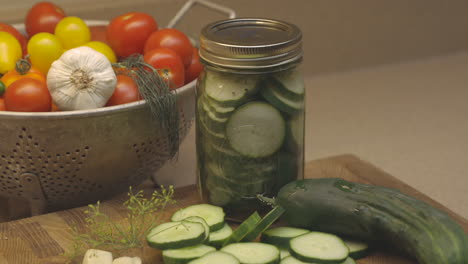 making refrigerator dill pickles in the kitchen