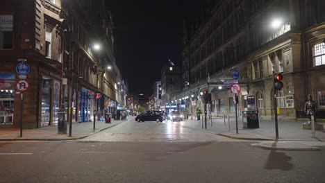 Dark City centre scenery, train station entrance, Shop outlets