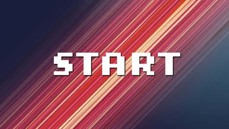 animation of the word start on video computer game screen