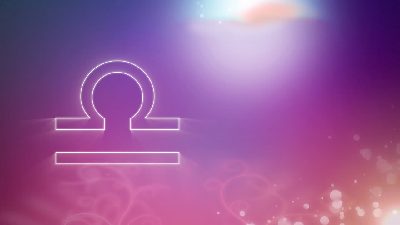 signo zodiacal de libra en un fondo de púrpura a rosa
