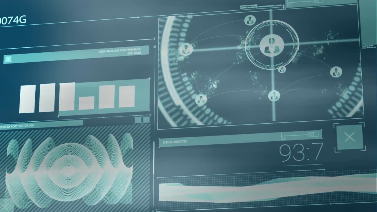 Animation of interface with data processing against green background