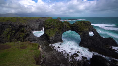 gatklettur basalt rock in arnarstapi in iceland.