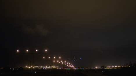 airplane landing at night