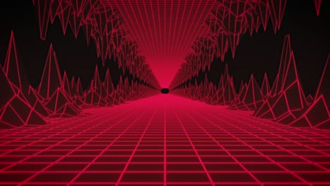 animación de un túnel de cuadrícula roja brillante que se mueve en un bucle sin costuras