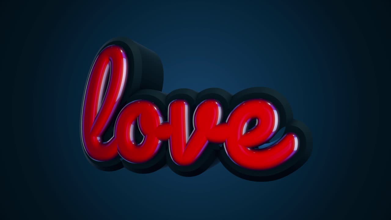 texto de amor rojo 3d en fondo oscuro
