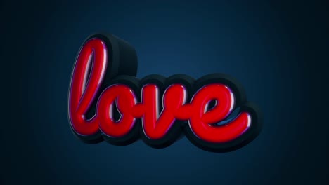 3d red love text on dark background