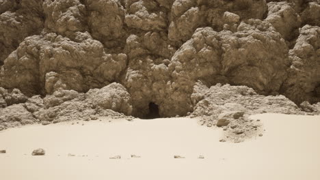 a cave entrance in the desert