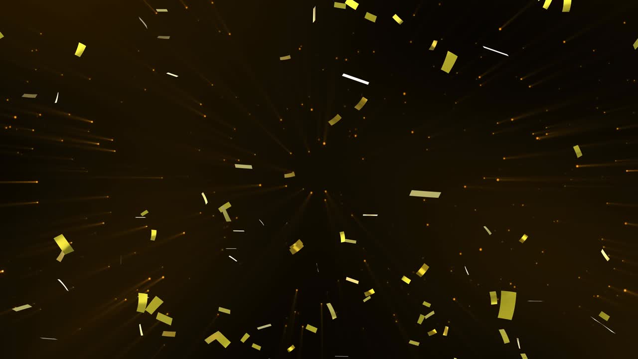 animación de confeti cayendo sobre luces brillantes sobre un fondo negro