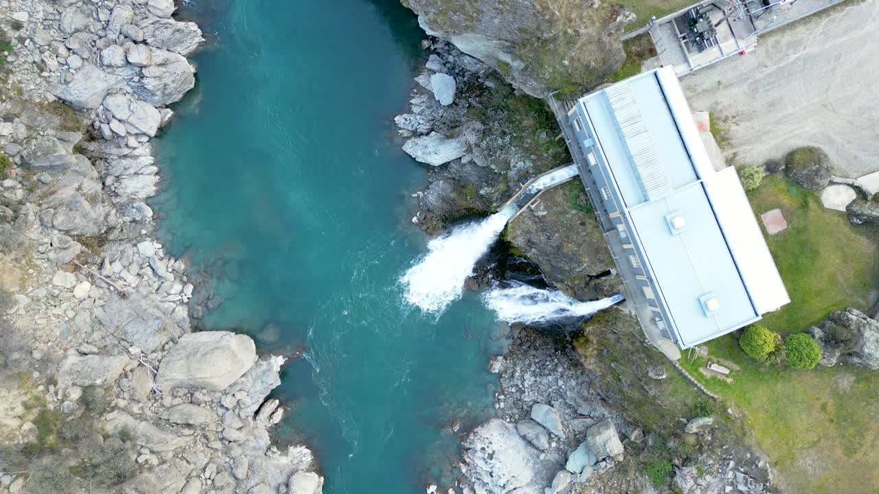 The Roaring Meg hydro scheme on the South Island of New Zealand - from above