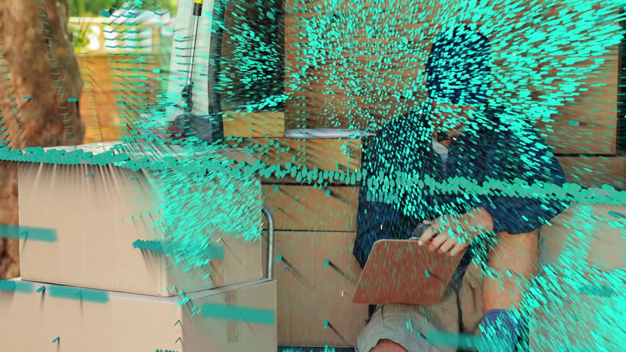 금융 데이터 프로세싱의 애니메이션과 상자에 의해 코카서스 배달자