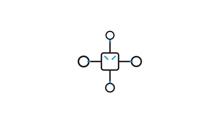 Animated Network Node Icon Transforming into a Clock