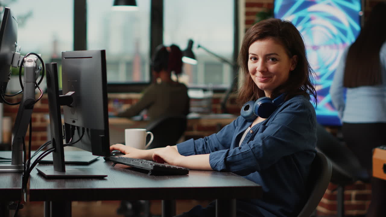 Smiling engineering specialist planning machinery component