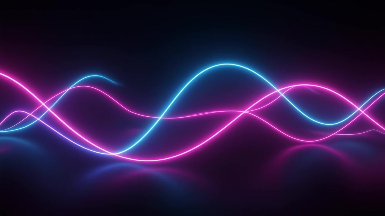 Abstract Neon Pink and Blue Wavy Light Lines