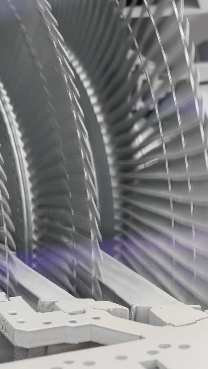 primer plano de los componentes de las turbinas industriales