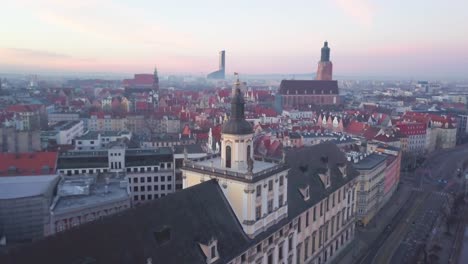 Aerial-view-mathematical-tower-in-Wroclaw,-Poland