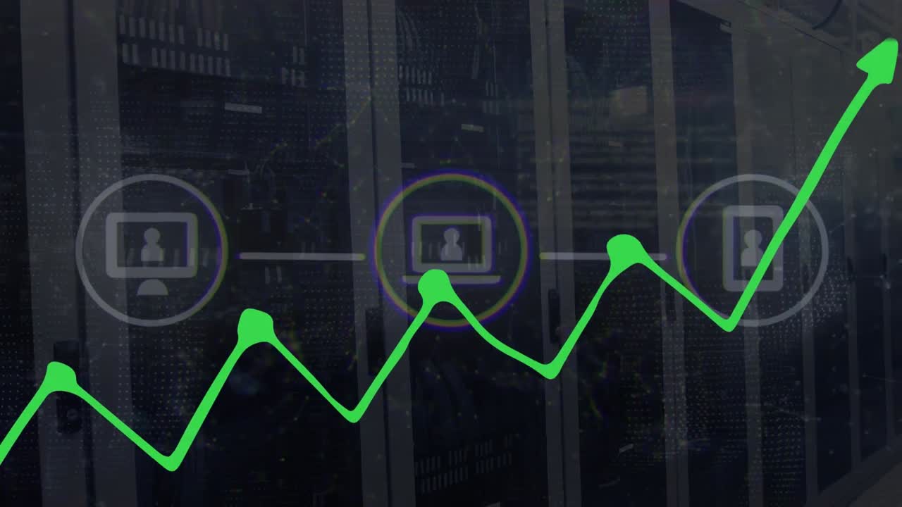animación de gráficos e íconos técnicos en los servidores