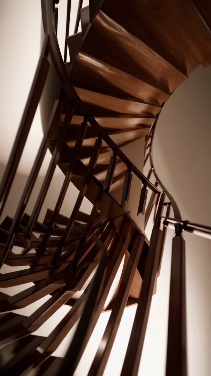 Elegante escada em espiral de madeira