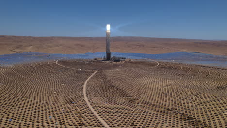 solar field composed of 50,000 motorized mirrors at ashalim power station, israel and looks like a sci-fi movie scene