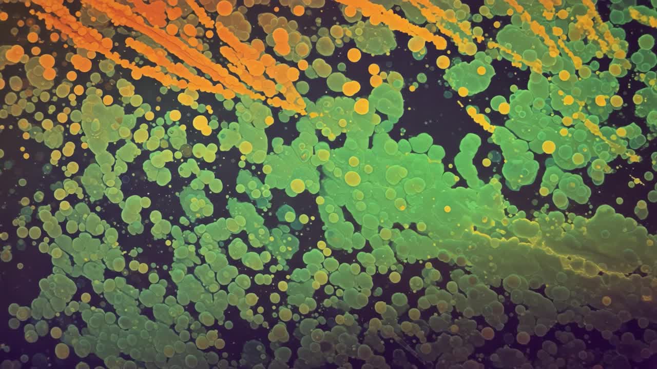 Dynamic Colorful Abstract Background Featuring Vibrant Bubbles and Organic Patterns Merging in Motion Across the Canvas