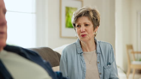 senior couple, angry and fighting on divorce