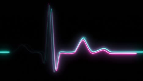 neon heartbeat on black isolated background. 4k seamless loop animation. background heartbeat line neon light heart rate display screen medical research